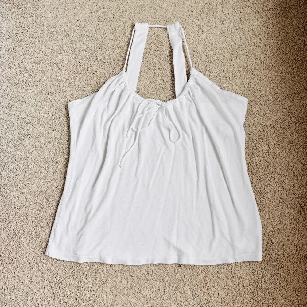 united colors of benetton white halterneck adjustable flowy tank top - Picture 5 of 16